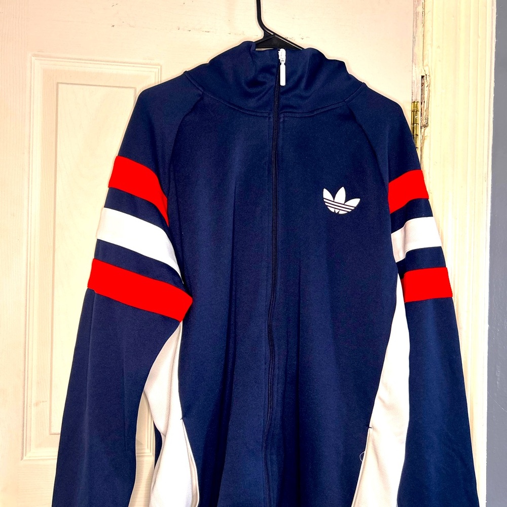 Adidas Navy Jacket with Red and White Accents